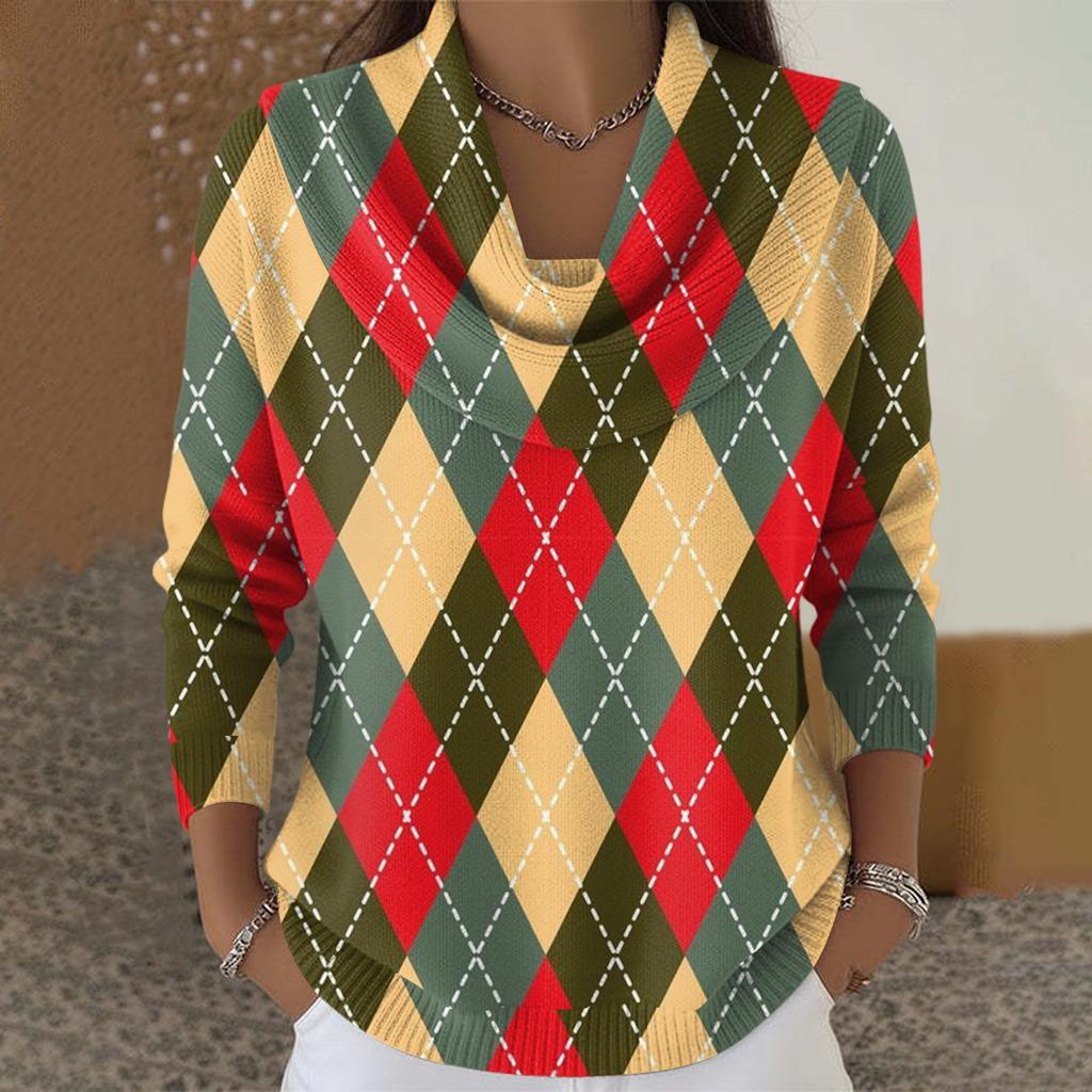 Dam Casual Och Moderiktig Rundhals Långärmad Tryckt Topp Tröja