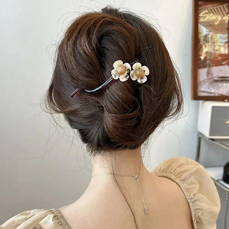 1pc Fashion Elegant Hair Accessory Women's Flower Shaped Twist Clip Suitable For Daily Holiday Wear Elegant Hair Clip Hairpin