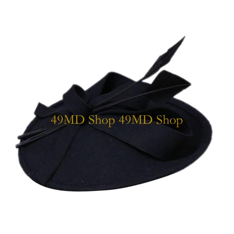 49MD Stylish Women Fascinator Hat Vintage Fascinator Hat Fascinator Headband for Wedding Bridal Showers Church Daily Wear чёрный