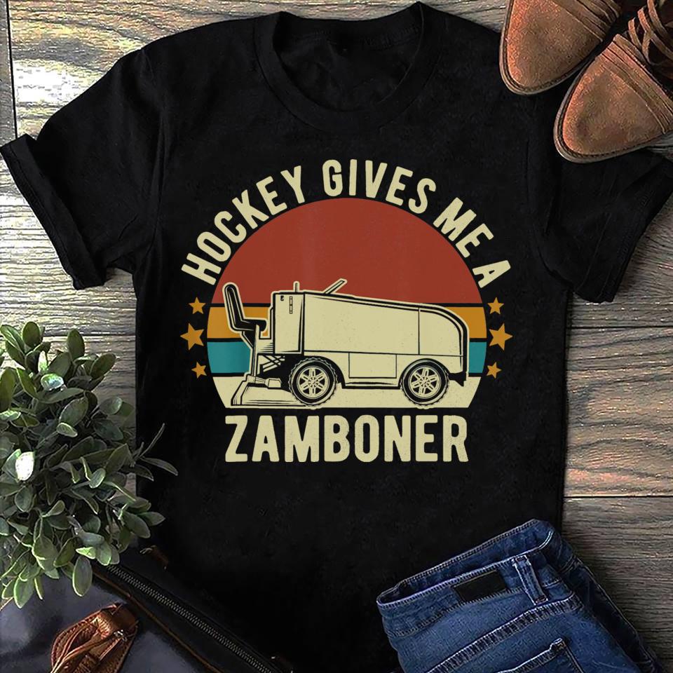 Funny Zamboner Hockey T Shirts for Women Men Summer Cotton Tops S чёрный