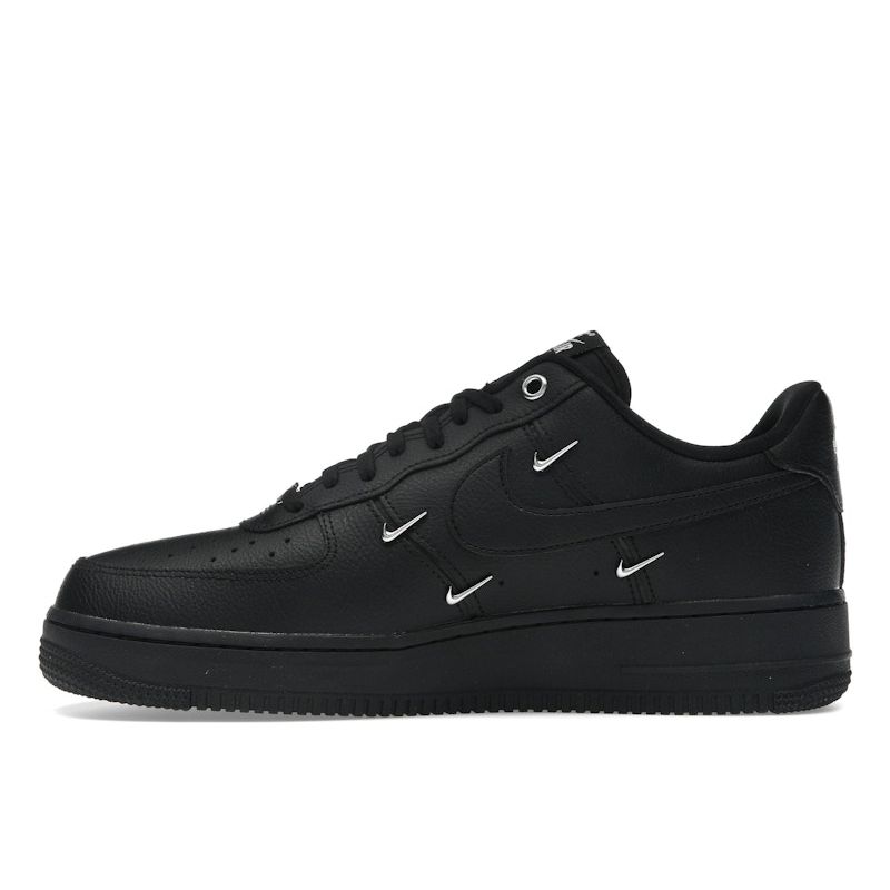 Nike Air Force 1 07 LX Czarne Srebrne Mini Swoosh Damskie Sneakersy Metaliczno-Srebrne HQ1180-001