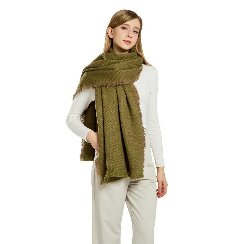 Vinter imitasjon kashmir fortykket varmt skjerf dameklær dobbelbruks allsidig hudvennlig og komfortabelt bredt rutete frynset skjerf