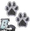 Rhinestone Embellished Paw Print Car Sticker Set with Strong Adhesives Water Resistant Decorative Decals Pack of Two