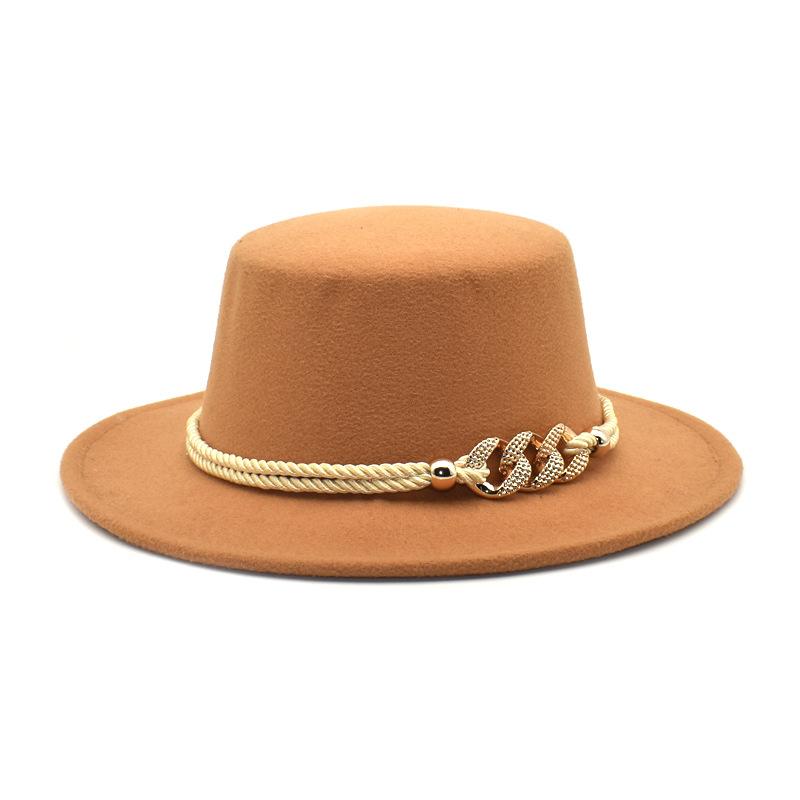 Flat top Fedora Hat Wide Brim Panama Hat Has Belt for Easy Pick Wool British Jazz 21-23 inches for Woman Men NEW 2021