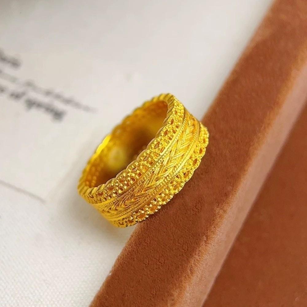 Elegant Sandy Gold Filigree Ring Weave Design Ancient Ring Classic Banquet Jewelry Party