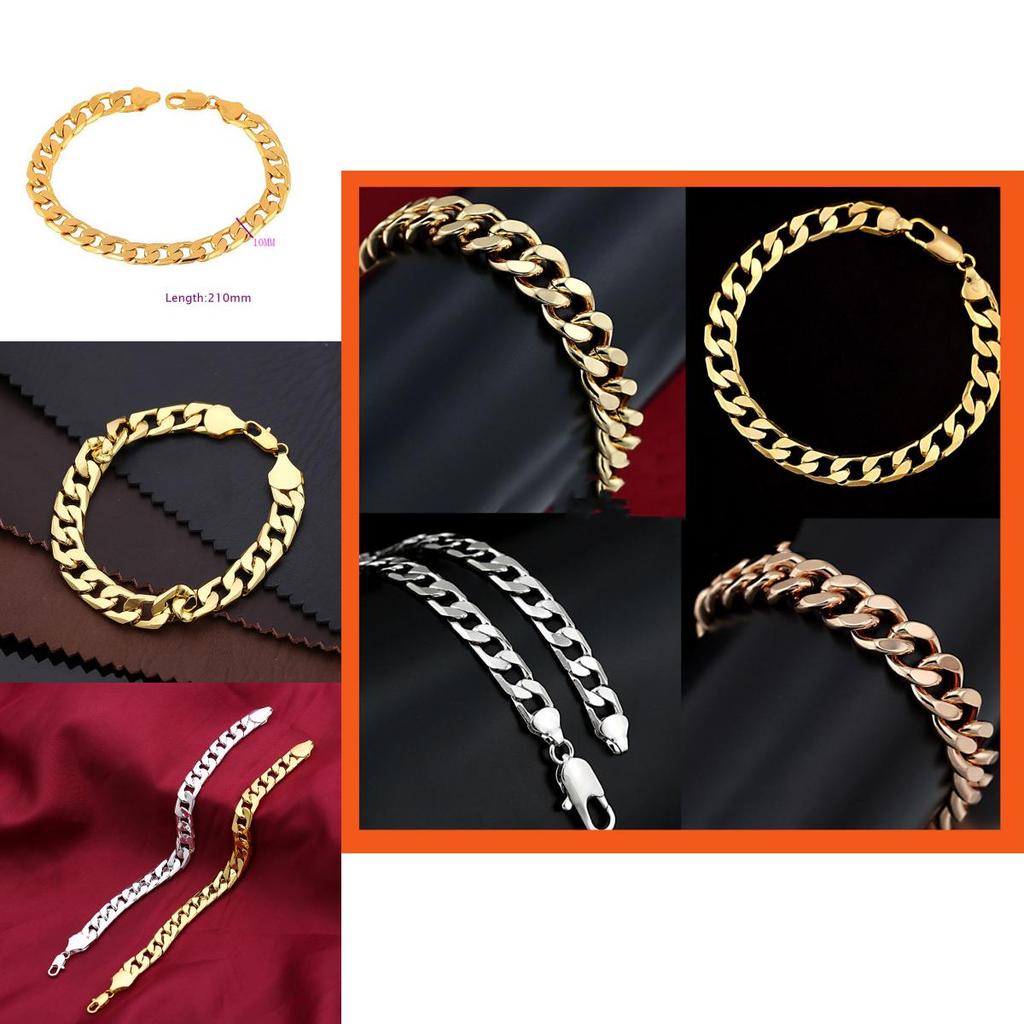 Classic Vintage Simple Flat Curb Cuban Chain Bracelet Punk Gothic Jewelry