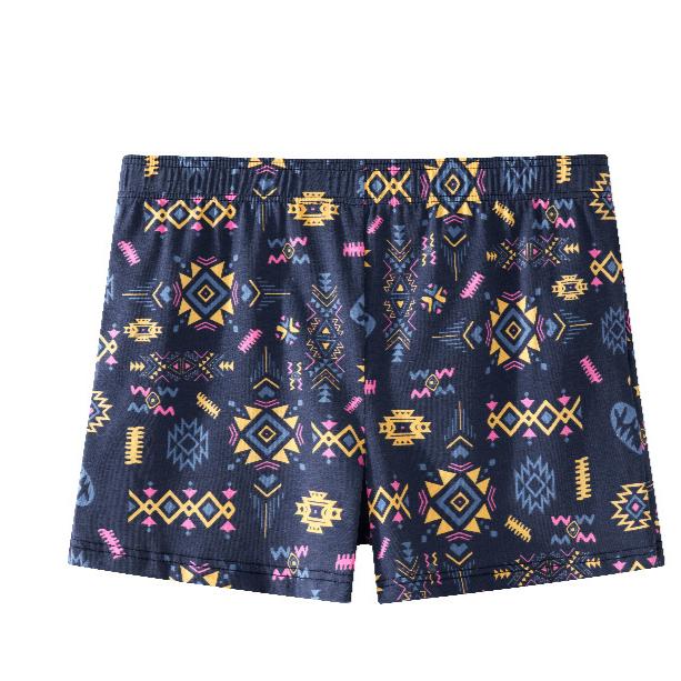 Men Shorts Underwear Ethnic Style Elastic Waistband Mid-rise Boxers Briefs Plaid Print U-Convex Loose Fit Panties Homewea