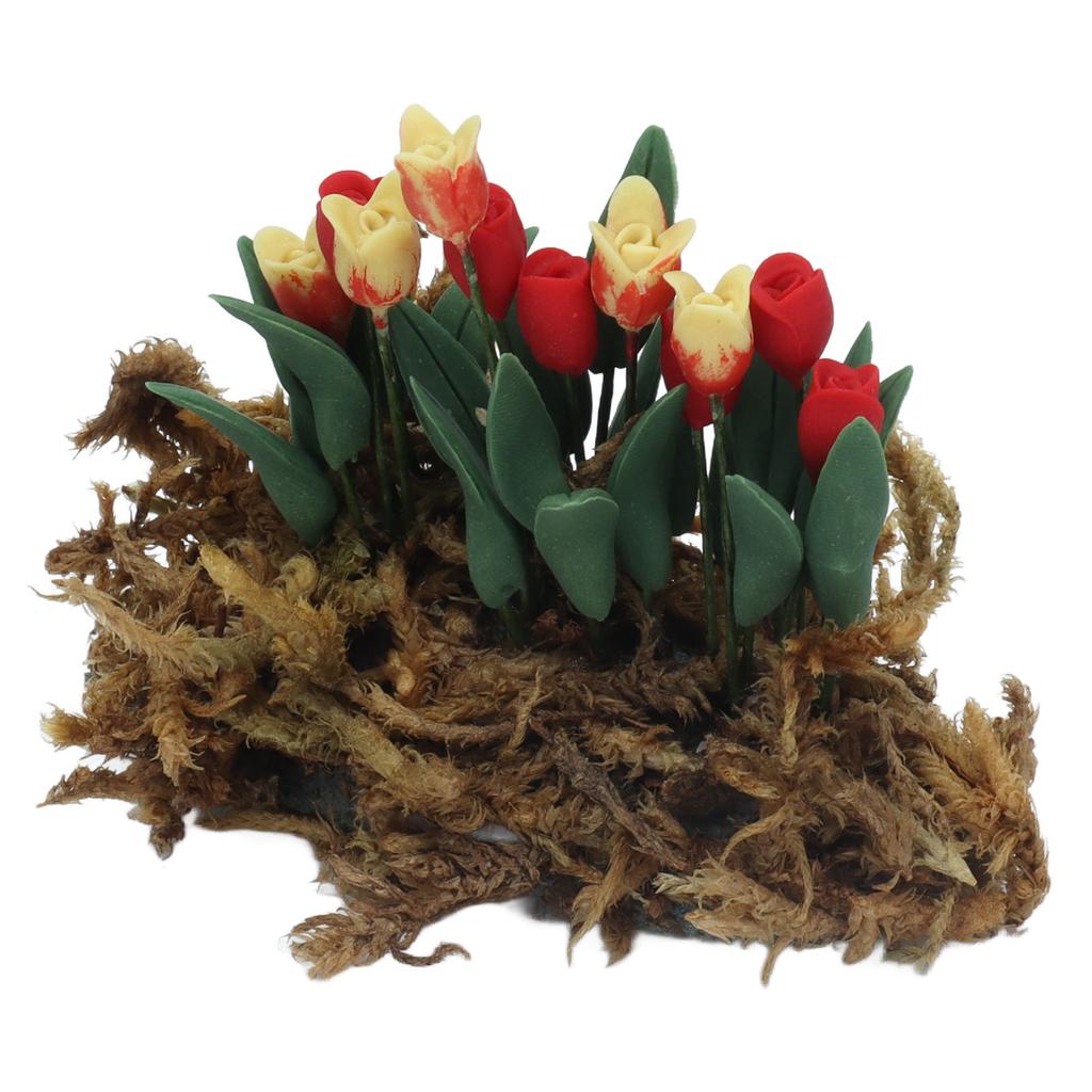 1:12 DIY Simulation Dollhouse Flowers Miniature Dollhouse Moss Lawn Garden Scene Decoration