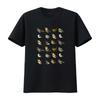 Casual Vintage T-shirt for Men Geometric Print Colorful Birds Round Neck White Loose Fit Unisex Fabric