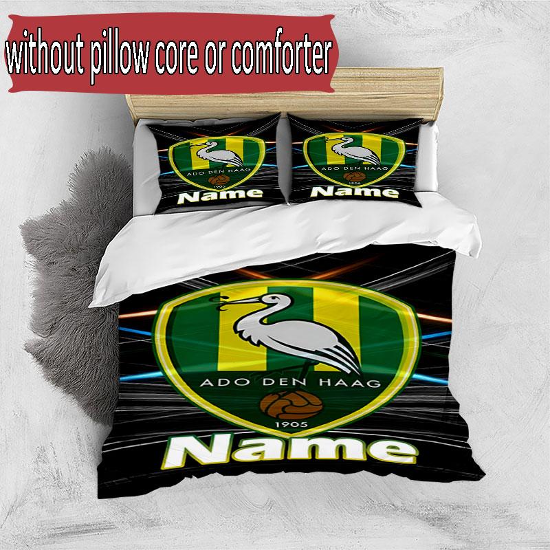 3pcs Duvet Cover Set (1*Duvet Cover + 2*Pillowcase, Without Core), Custom Name ADO Den Haag Pattern Bedding Set, Home Bedroom Decor Gift