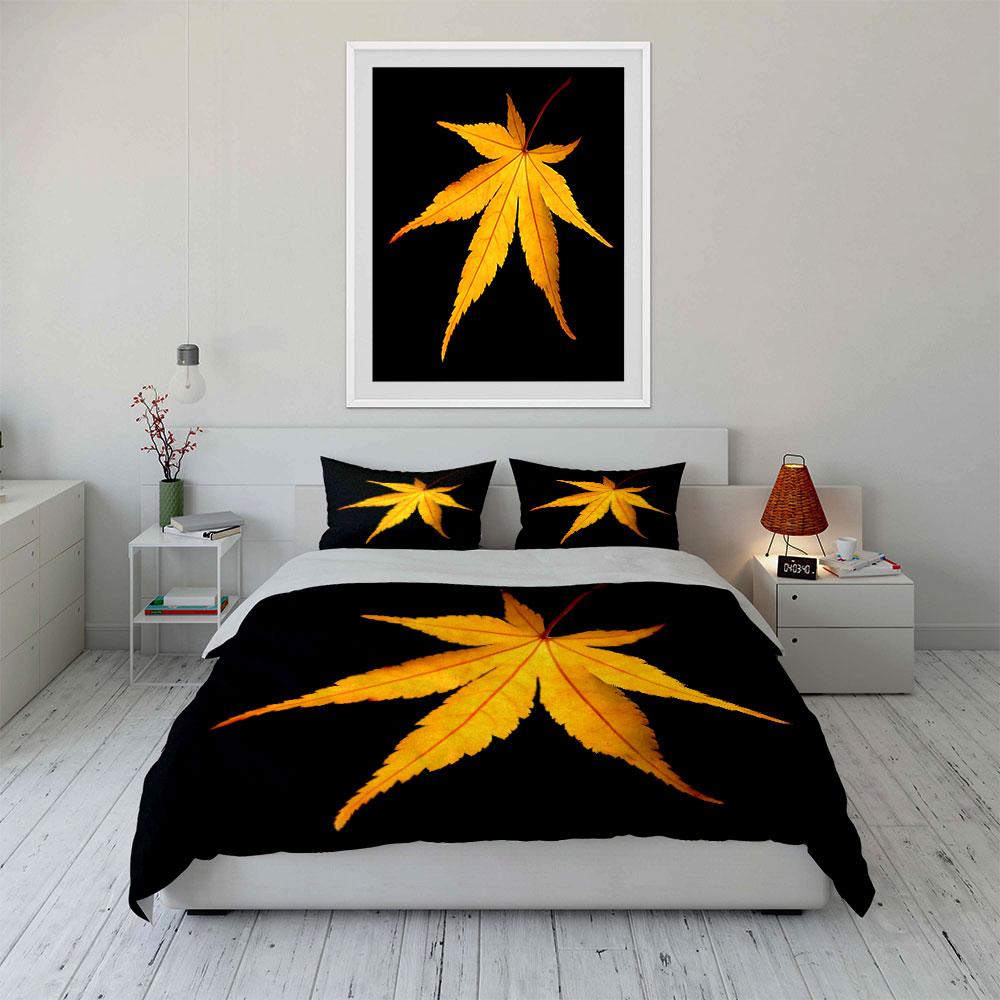 Autumn Leaf Design Three-Piece Set Soft Comfortable Duvet Cover Bedding Set Included 1*Duvet Cover & 2*Pillowcases, Gift