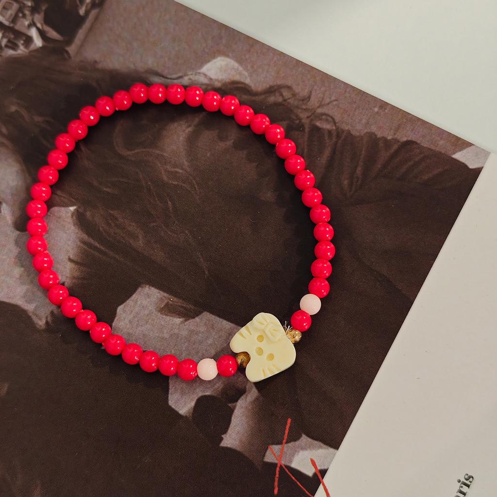 Colored Rice Beads Irregular Cat Design Bracelet, Light Luxury High-End Creative Cartoon Cute Temperament Jewelry