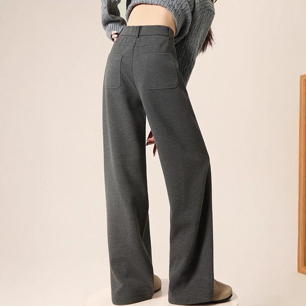 Premium Wool Narrow Straight-Leg Pants for Women - Autumn/Winter 2025 Pear-Shaped Casual Suit Pants