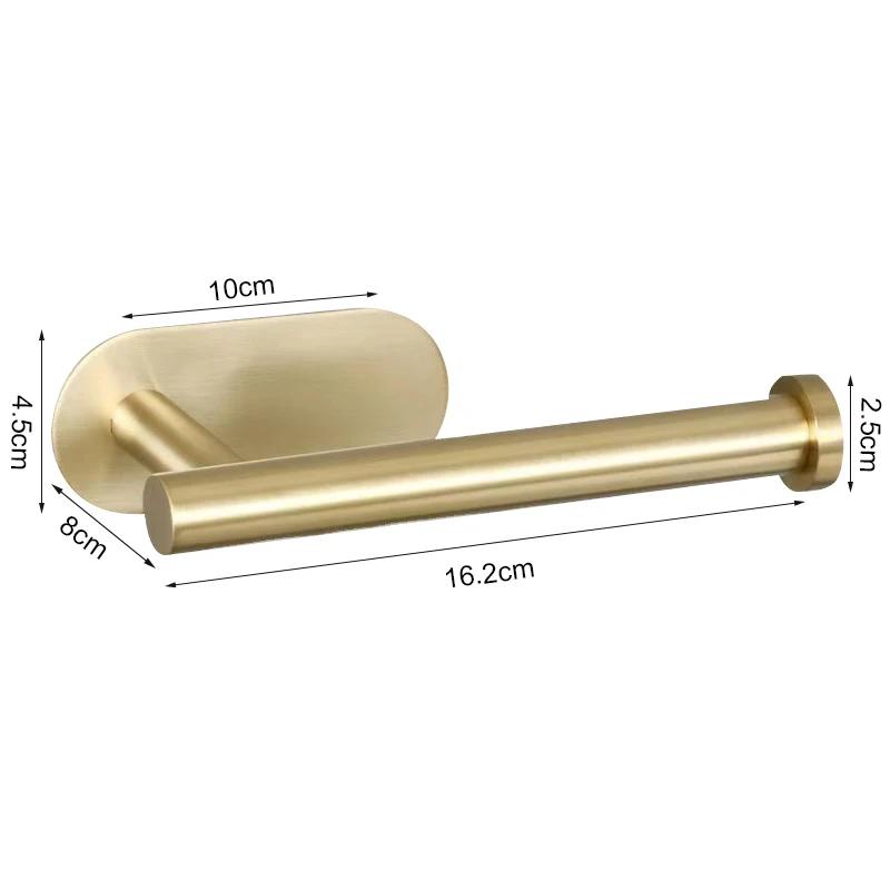 Adhesive Paper Towel Holder Toilet Roll Paper Holder Bathroom Punch-Free Roll Paper Holder Stainless Steel Black Gold Roll Rack