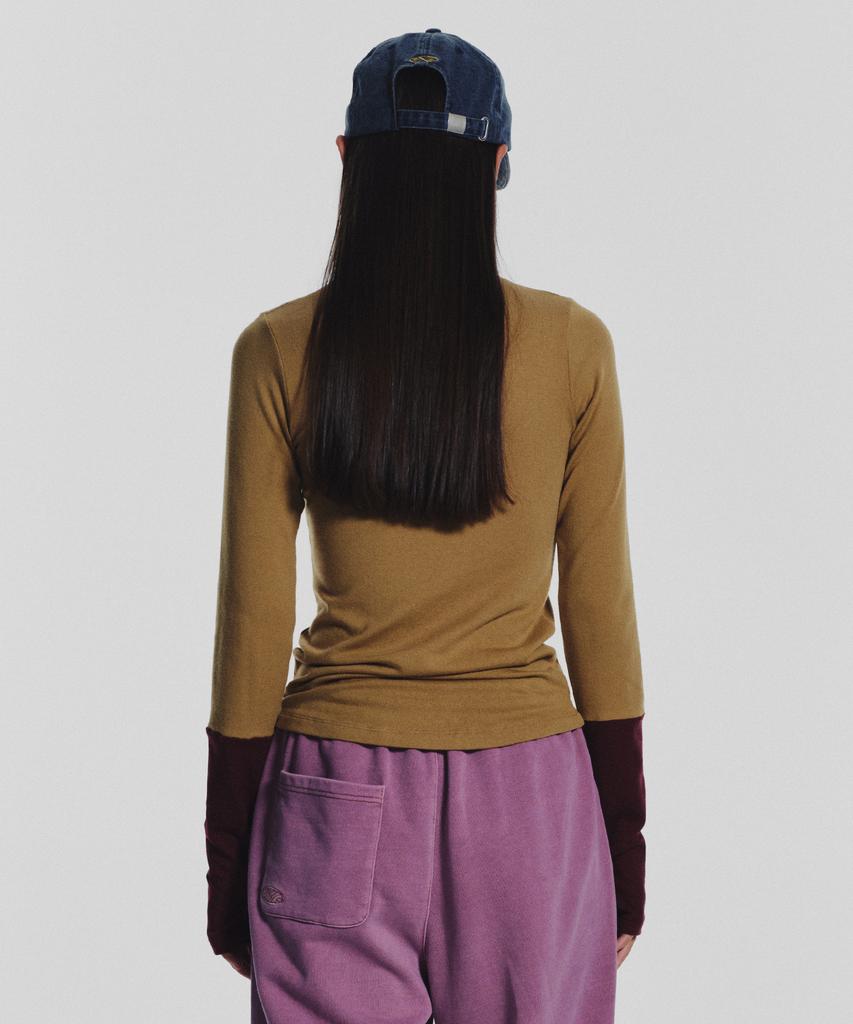 Minasu Track Warmer Color Turtleneck T Shirt_Mustard