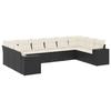 VidaXL Salon de Jardin avec Coussins 10 pcs, Canapés de Terrasse, Ensemble de Meubles de Patio, Mobilier d'Extérieur, Noir 3255403