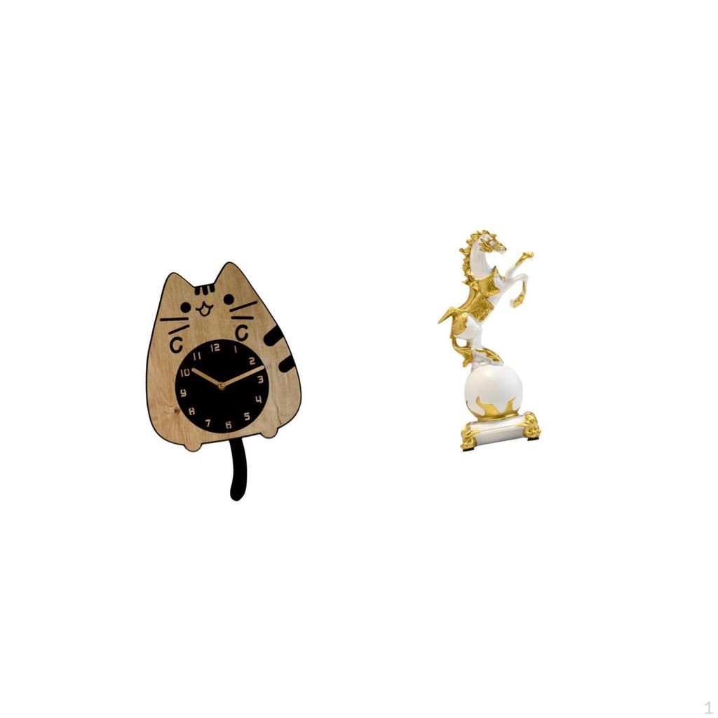 Sculpture Wall Ornament Cute Silent Clock Statue Collection for Living Room Bedroom Kitchen