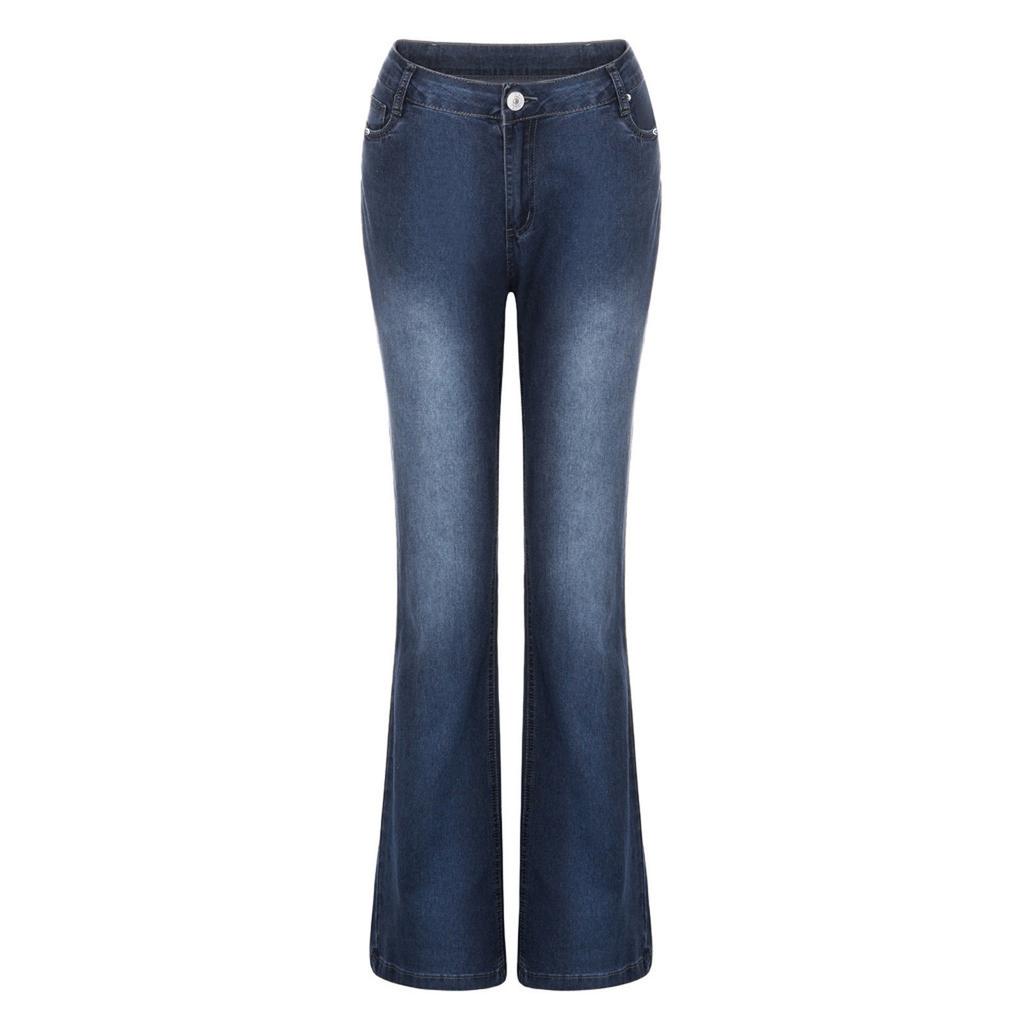 Jeans a zampa a vita media da donna Stretch Slim Denim Vintage Pantaloni Tendenza Street Jeans Bootcut Lavati