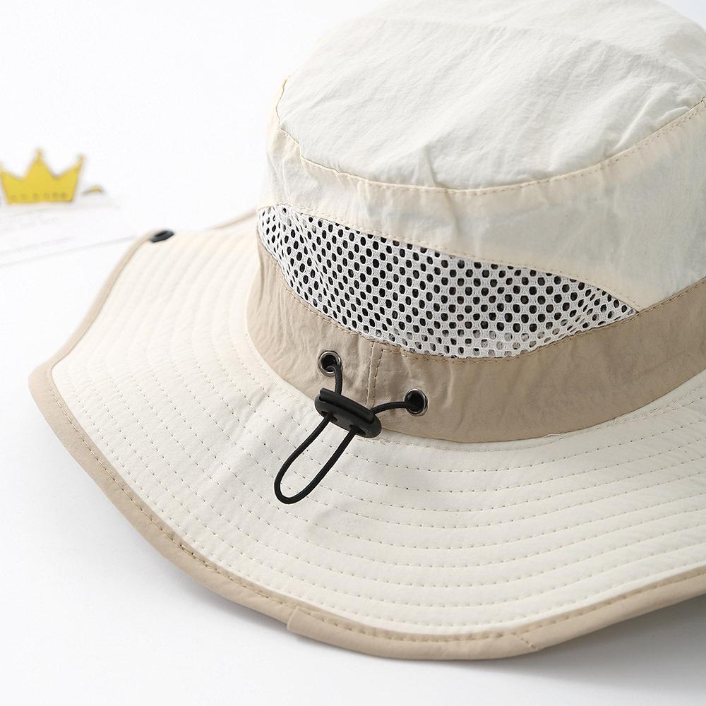 Big Brim Drawstring Children Bucket Hats New Boy Girl Patchwork Quick-dry Cap Panama Sunhat Hiking Fishing Hat Fisherman Caps