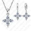 Fashion Flower Petal Pendant 925 Sterling Silver Jewelry Clear Cubic Zircon Necklace/Earring For Women Wedding Bijoux Set Gift