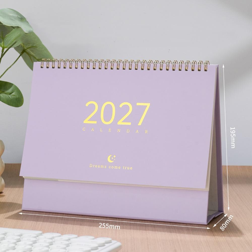 Paper 2027 Desk Calendar Spiral Binding Flip Calendar Durable Academic Planner Office Desk
