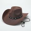European, American and Western Cowboy Hat Suede Jazz Hat Belt Accessories Felt Hat Tibetan Big Edge Casual Top Hat