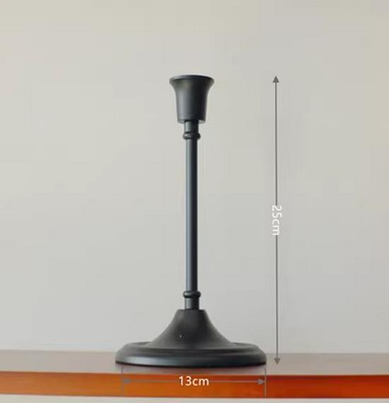 Black Wrought Iron Retro Candlestick Ornament for Christmas, Halloween, Weddings