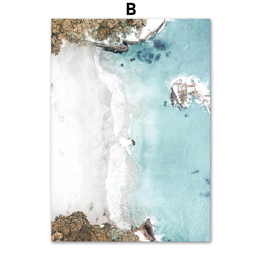 Blue Ocean Beach Sea Waves Palm Tree Surfboard Wall Art Canvas Painting Posters And Prints Wall Pictures For Living Room Decor