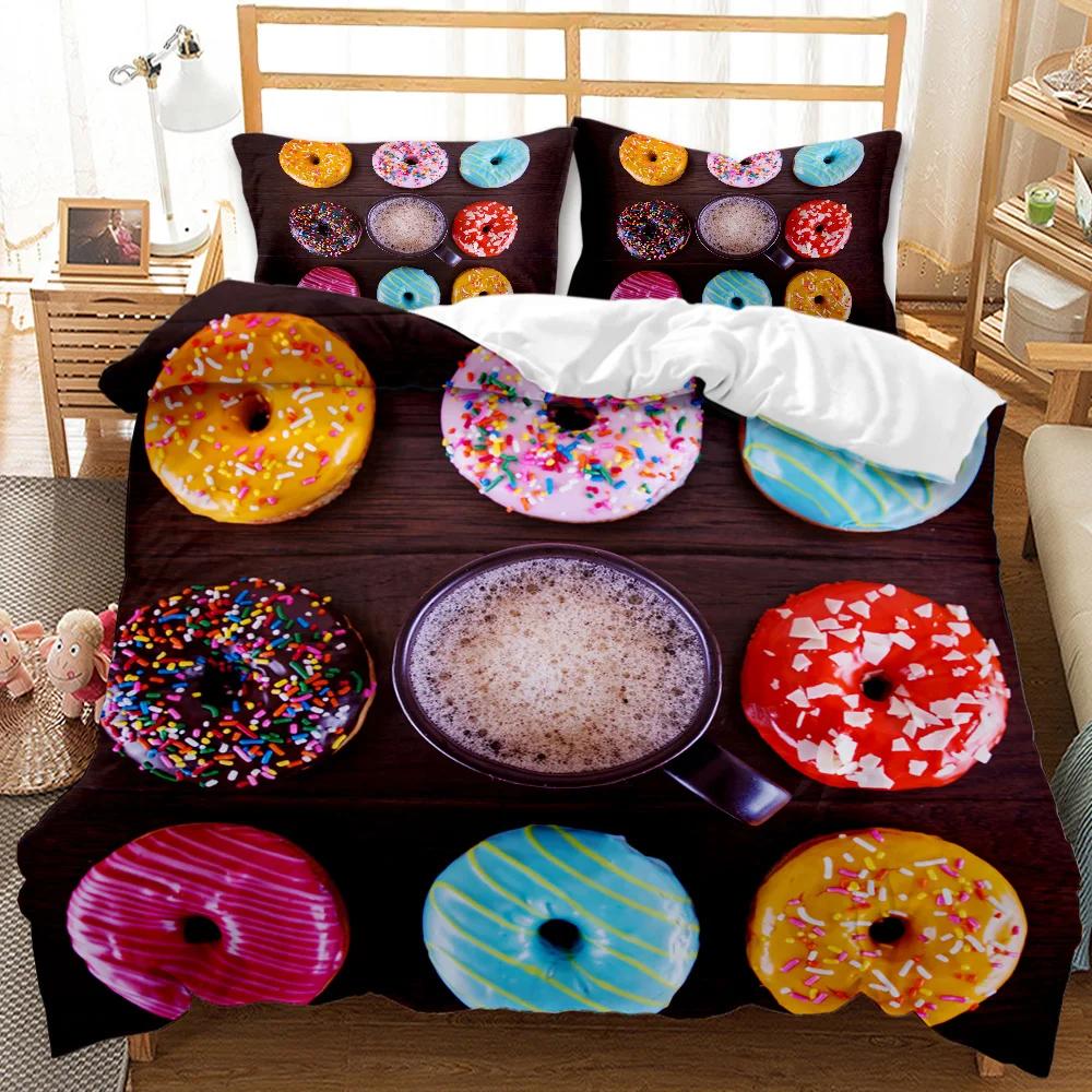 Dessert Dynetrekksett Fargerike Lollipops Sengetøysett Sjokolade Sukker Sengetøysett Fargede Godteri Snacks Polyester Dynetrekk