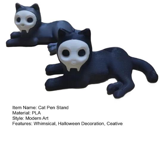 2 buc Suport pentru pix pisică Înfricoșător 3D Imprimat Craniu Pisică Suport pentru pix Pisică Drăguță Pisică Adormită Suport pentru creioane de birou pentru ornamente de birou acasă