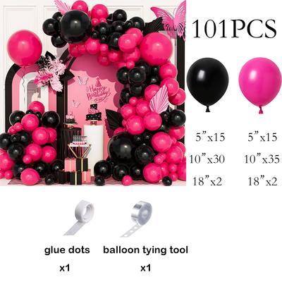 Kit de Guirnalda de Globos Rosa Fucsia Arco de Globos Rosa Negro Despedida de Soltera Revelación de Género Aniversario de Boda Fiesta de Cumpleaños Globos