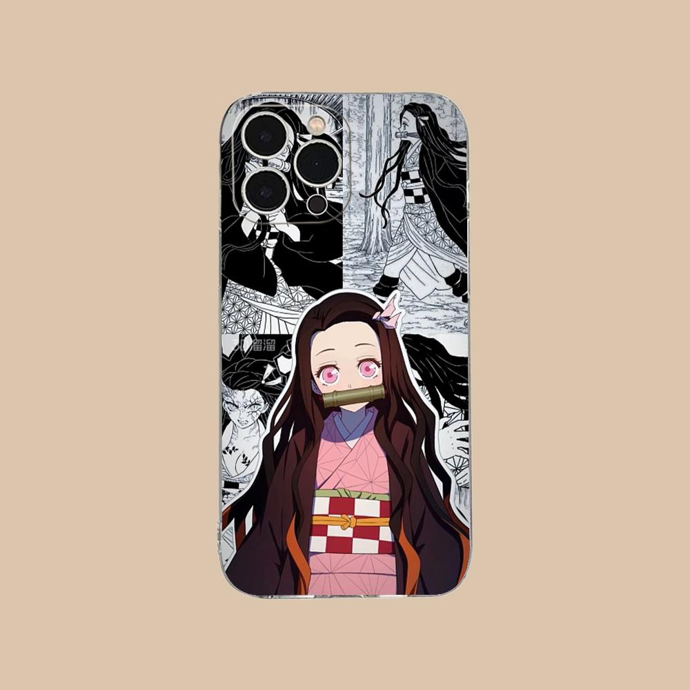 Demon Slayer Anime Nezuko Phone Case for iPhone 16 15 14 13 12 11 X XR XS 8 6 Pro Max Plus Mini Clear Colour Protective Luxury