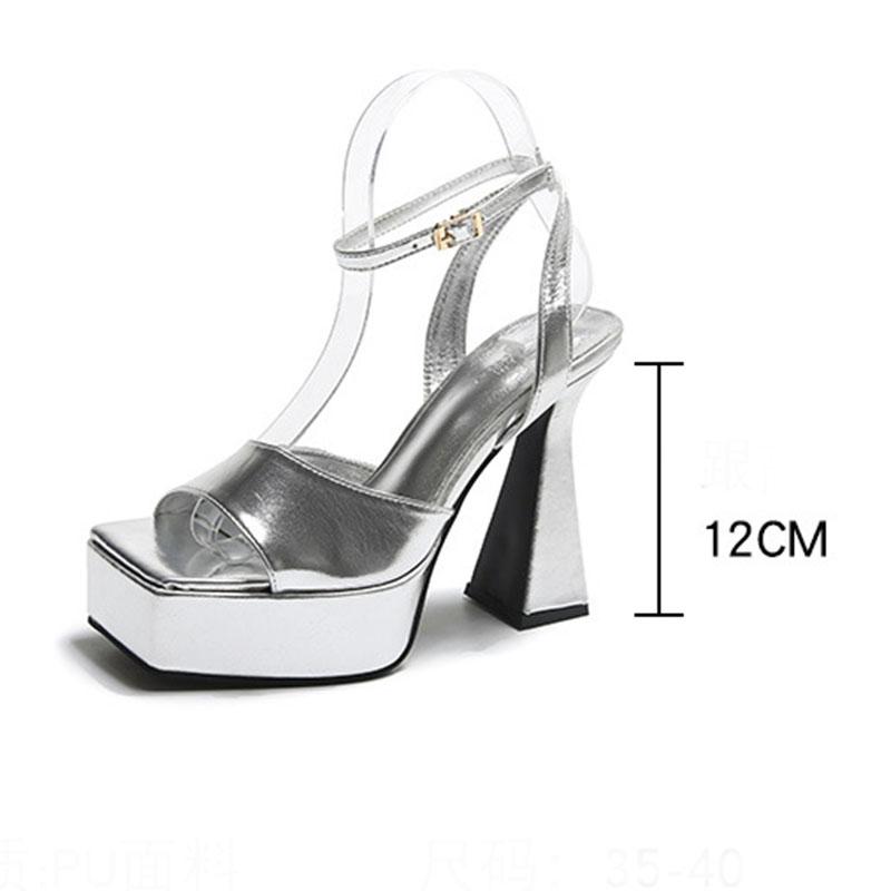Fashion Chunky Heels Women Sandals Summer Shoes Women Sexy Thick High Heels Platform Square Toe Shoes Wedding Shoes Woman Pumps Sandales