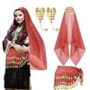 Gypsys Costume Accessories for Women Belly Dance Outfits Head Scarf with Belly Dance Coins Hip Scarf Chain Bracelets