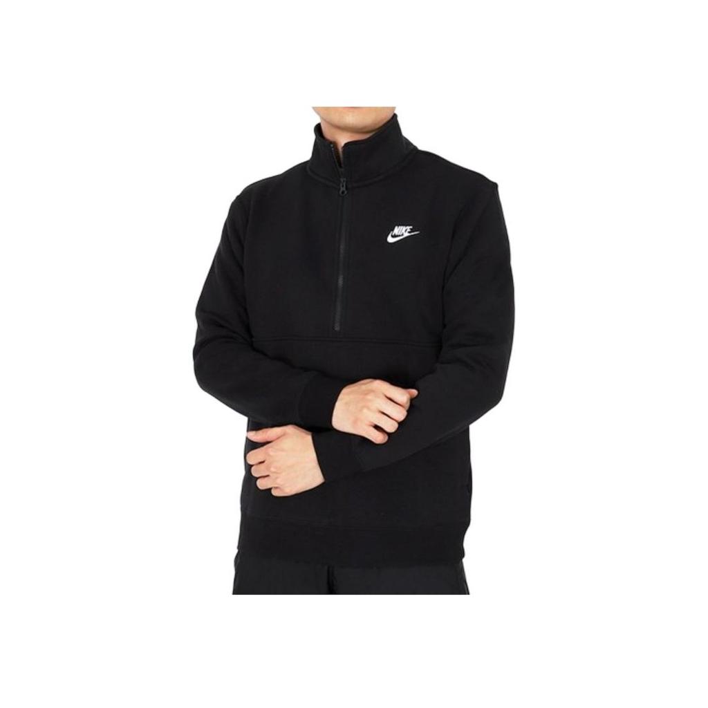 Nike Felpa da uomo con logo stampato, collo alto, dritta, stile americano, maniche lunghe, nera DD4733-011