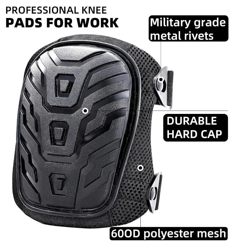Professional Knee Pads for Work with Secure Double Straps & Regulable Clips Would Industrial Heavy Duty Tactical Gardening