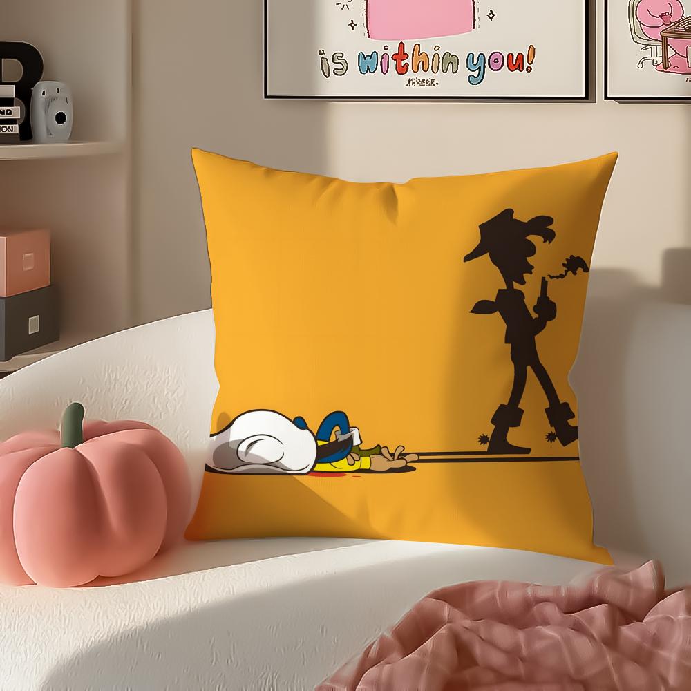 Cartoon Classic LLucky LLuke Cushion Cover Pillowcase Short Plush Invisible Zipper Room Sofa Cushion Cover
