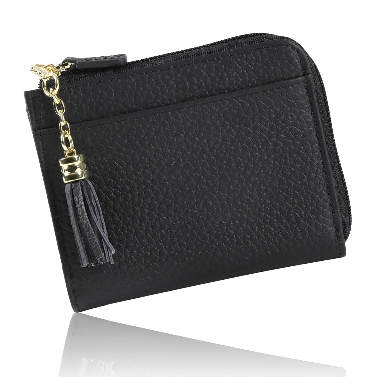 

KNUTe Genuine Leather L-Shaped Zipper Wallet for Women, Mini, Compact, Skimming-Resistant, Grained Design, Bill Compartment, Coin Purse, Compact