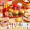 Kids' Pretend Kitchen Playset: Fast Food Pizza & Burger Meal with Fries, Egg Tart, and More