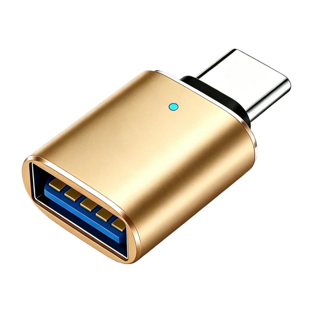 USB-C to USB 3.0 OTG Adapter with LED Light,Type-C Male to USB Female Converter for Car Audio, Flash Drive, Phone, Tablet