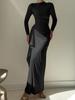 Autumn New Style Fashion Design Solid Color Crew Neck Asymmetrical Hem Slim Fit Dress