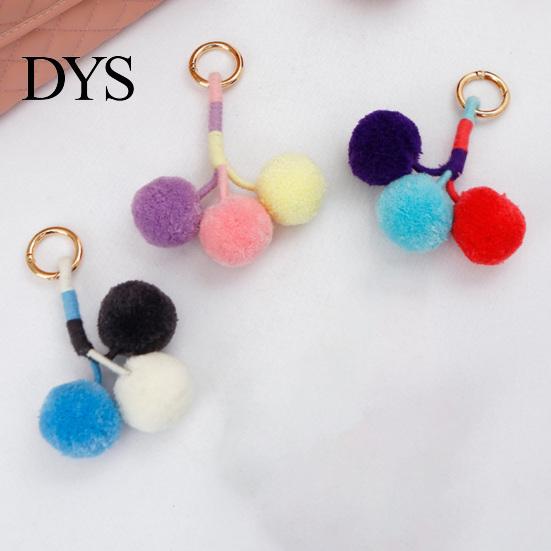 Bag Ornament Pendant Small Plush Ball Decor Keychain Soft Velvet Fluffy Tote Suitcase Key Holder with Braided Rope Backpack Colorful Charm
