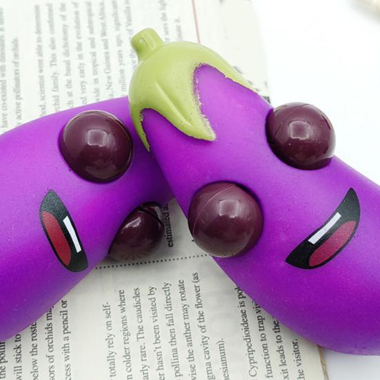 Eye-Popping Eggplant Squeeze Toy Funny Stress Relief Toy Squeeze Fidget Toy Imitation Vegetables Boredom Relief Toy Kids Adults Gift Prop