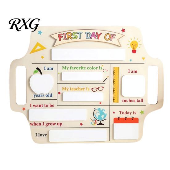 Child Drawing Board First Day of School Sign, Reusable Wooden Chalkboard Sign for Kids, Back Message Center to Decorations Supplies Kindergarten