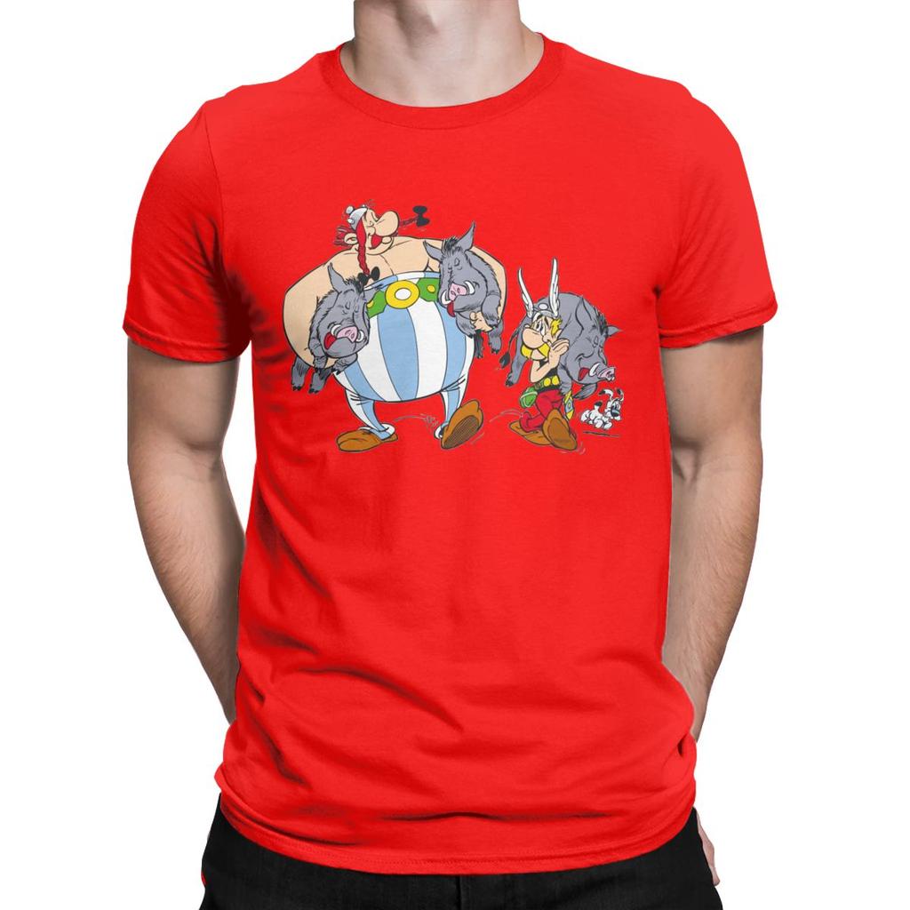 T-shirt da uomo Asterix e Obelix con Bor Magliette Fresche in Cotone Manica Corta T-shirt Girocollo Top Classici
