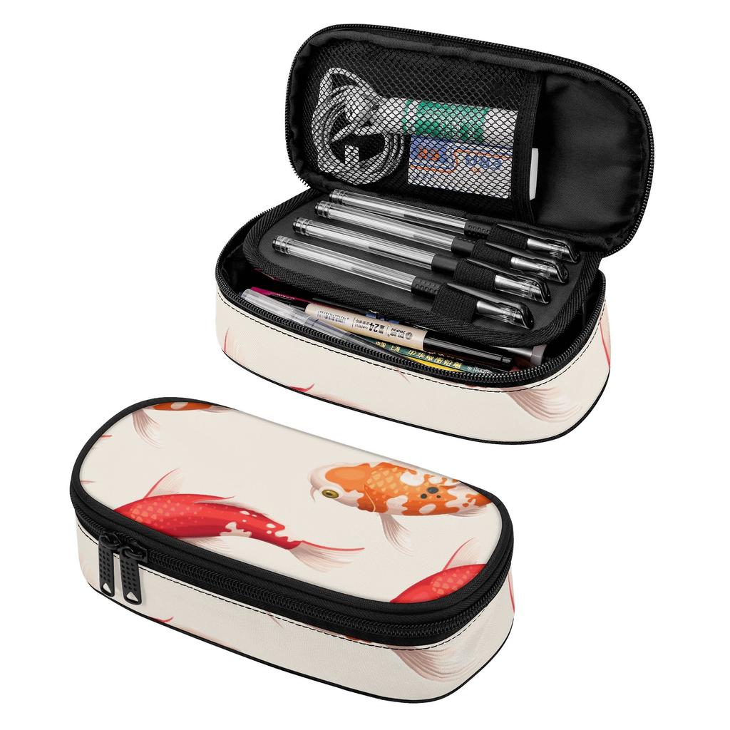 Pencil Pouch Secure Zipper Spacious Storage 300D Polyester with Pen Slot Board Mesh Pocket and Large Storage Section for Students