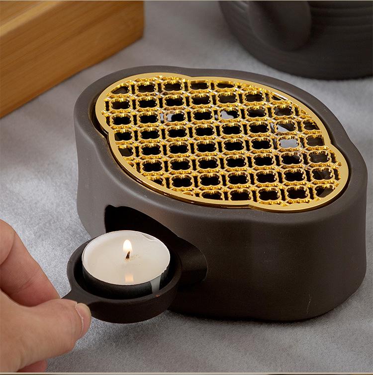 Haitang-Shaped Alloy Candle Heating Base for Ceramic Teapot