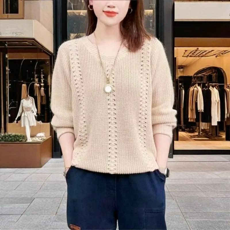 

Батал Мятный Мамбо Мужские Весенне-Осенние Топы Женский Трикотаж с V-образным вырезом Свободные Свитеры с длинным рукавом Женские XS абрикосовый