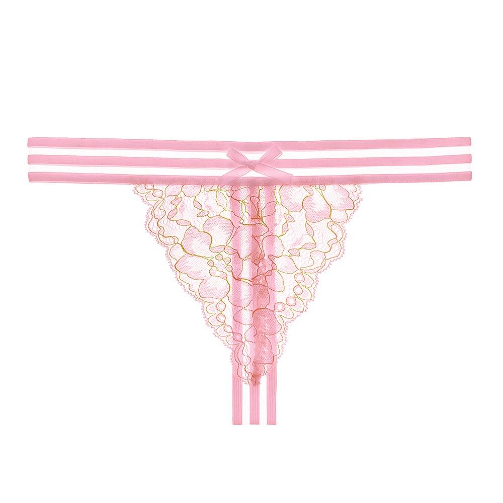 Fully Transparent Lace Tback Ultra-thin Design Sense Striped Sexy Panties Hot Temptation Thong Female 2274