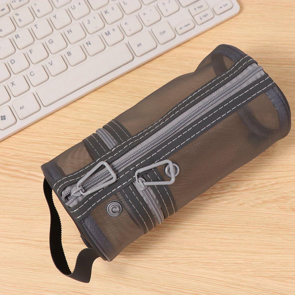 Simple Mesh Pencil Case Portable Stationery Storage Organizer Mesh Pen Holder  Bag  School Supplies